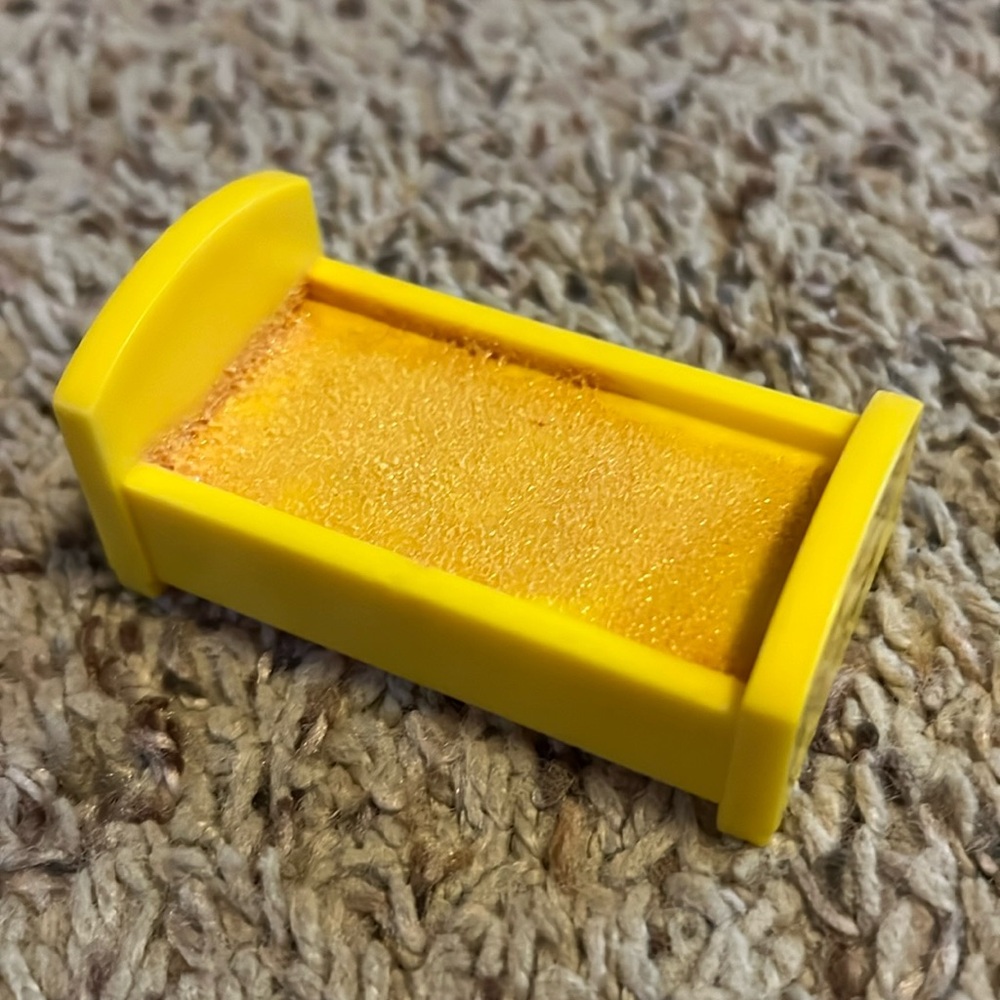 Vintage Fisher-Price Little People play family yellow twin size kid bed